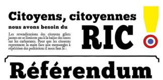 RIC (Référendum d’Initiative Citoyenne) C’est l’outil démocratique qui permettra d’obtenir toutes les autres revendications.