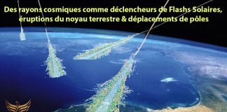 Des rayons cosmiques comme déclencheurs de Flashs Solaires, éruptions du noyau terrestre & déplacements de pôles