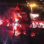 notre dame burning from air