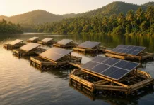 La première ferme solaire flottante en bambou de la planète